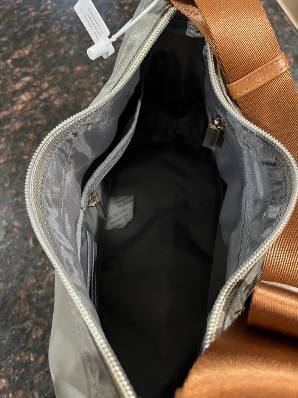 Nordace Gray Crossbody with Brown Trim NWT - Picture 7 of 8